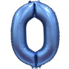 Шар - Цифра "0" / Zero цвет синий, сатин (34"/ 86 см) 131050